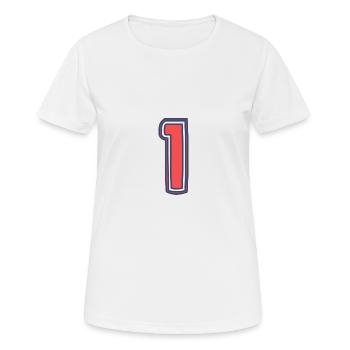 1. 1 AN. 1er ANNIVERSAIRE. ANNIVERSAIRE 1 AN - T-shirt respirant Femme - blanc - Devant - AI Model Female 172 dark (172cm)
