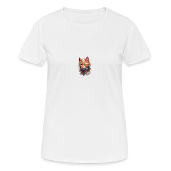 Félin Mystique - Œuvre d'Art Chat Fantasy - T-shirt respirant Femme - blanc - Devant - AI Model Female 172 dark (172cm)