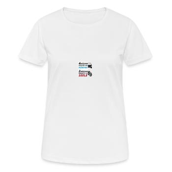 Motorradfahrer Spruch "2 Räder bewegen die Seele" - Frauen T-Shirt atmungsaktiv - Weiß - Vorne - AI Model Female 172 dark (172cm)