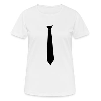 Krawatte - Frauen T-Shirt atmungsaktiv - Weiß - Vorne - AI Model Female 172 dark (172cm)