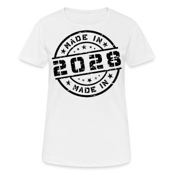 Année de naissance Naissance Né en - Fabriqué en 2028 - T-shirt respirant Femme - blanc - Devant - AI Model Female 172 dark (172cm)