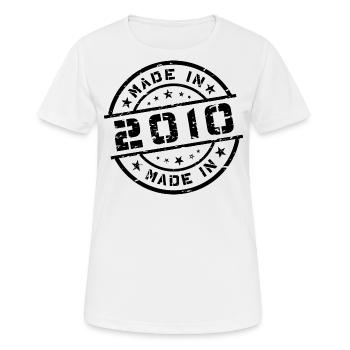 Année de naissance Naissance Né en - Fabriqué en 2010 - T-shirt respirant Femme - blanc - Devant - AI Model Female 172 dark (172cm)