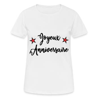 Birthday. HAPPY BIRTHDAY. Happy birthday. - Women's Breathable T-Shirt - white - Front - AI Model Female 172 dark (172cm)