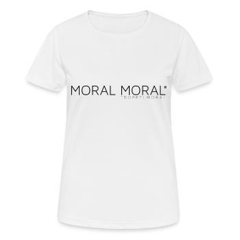 Moral + Moral = Doppelmoral - Frauen T-Shirt atmungsaktiv - Weiß - Vorne - AI Model Female 172 dark (172cm)