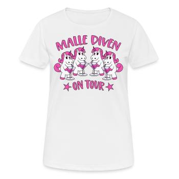 Malle Diven On Tour Mallorca Sprüche Einhorn Party - Frauen T-Shirt atmungsaktiv - Weiß - Vorne - AI Model Female 172 dark (172cm)