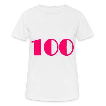 100. 100 YEARS. 100th ANNIVERSARY. ANNIVERSARY - Women's Breathable T-Shirt - white - Front - AI Model Female 172 dark (172cm)