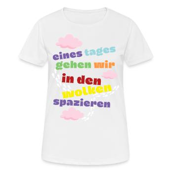 eines Tages - Wolken - Trauer und Verlust Motiv - Frauen T-Shirt atmungsaktiv - Weiß - Vorne - AI Model Female 172 dark (172cm)