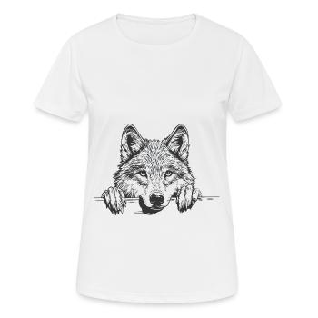 Wolf - Frauen T-Shirt atmungsaktiv - Weiß - Vorne - AI Model Female 172 dark (172cm)