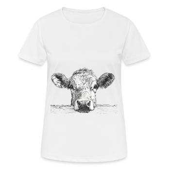 Kuh - Frauen T-Shirt atmungsaktiv - Weiß - Vorne - AI Model Female 172 dark (172cm)