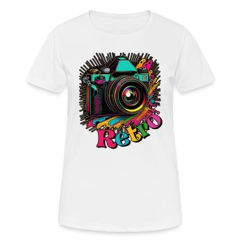 60er Jahre Retro Kamera - Frauen T-Shirt atmungsaktiv - Weiß - Vorne - AI Model Female 172 dark (172cm)