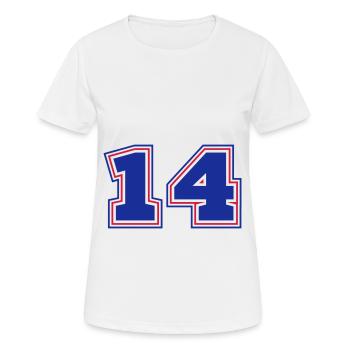 14 Numéro de numéro - T-shirt respirant Femme - blanc - Devant - AI Model Female 172 dark (172cm)