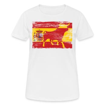 Spanien Stier Flagge - Frauen T-Shirt atmungsaktiv - Weiß - Vorne - AI Model Female 172 dark (172cm)