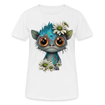 Niedlicher Alien mit Margeriten - Frauen T-Shirt atmungsaktiv - Weiß - Vorne - AI Model Female 172 dark (172cm)