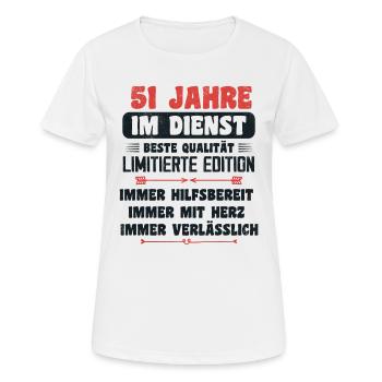 51 Jahre im Dienst 51 Jähriges Dienstjubiläum - Frauen T-Shirt atmungsaktiv - Weiß - Vorne - AI Model Female 172 dark (172cm)
