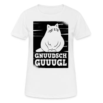 Knutschkugel auf sächsisch Katze für Katzenfreunde - Frauen T-Shirt atmungsaktiv - Weiß - Vorne - AI Model Female 172 dark (172cm)