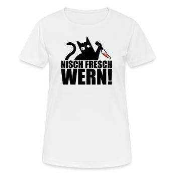 Sachsen Spruch sächsisch Ossi Katze Katzen - Frauen T-Shirt atmungsaktiv - Weiß - Vorne - AI Model Female 172 dark (172cm)