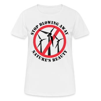 Arrêtez l’énergie éolienne, anti-énergie éolienne, pas d’éoliennes - T-shirt respirant Femme - blanc - Devant - AI Model Female 172 dark (172cm)