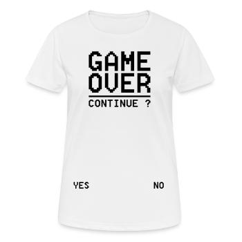 GAME OVER Continue S - Women's Breathable T-Shirt - white - Front - AI Model Female 172 dark (172cm)