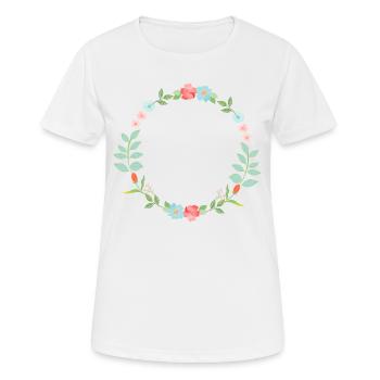 Blumenkranz-Zauber - Frauen T-Shirt atmungsaktiv - Weiß - Vorne - AI Model Female 172 dark (172cm)