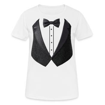 Suit Costume Carnival Tuxedo Bow Tie Vest Chic - Women's Breathable T-Shirt - white - Front - AI Model Female 172 dark (172cm)