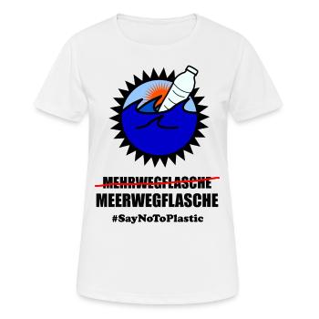Plastik Spruch - Meerwegflasche Anti Plastik Shirt - Frauen T-Shirt atmungsaktiv - Weiß - Vorne - AI Model Female 172 dark (172cm)