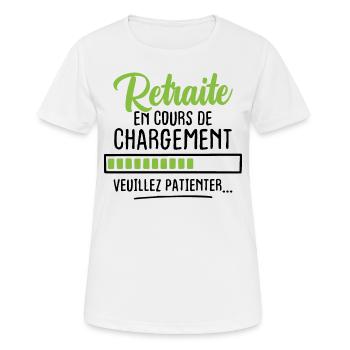 Retraite en cours de chargement veuillez patienter - T-shirt respirant Femme - blanc - Devant - AI Model Female 172 dark (172cm)