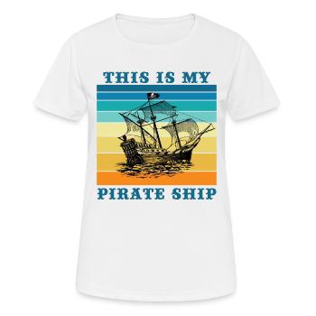 Das ist mein Piratenschiff - Frauen T-Shirt atmungsaktiv - Weiß - Vorne - AI Model Female 172 dark (172cm)
