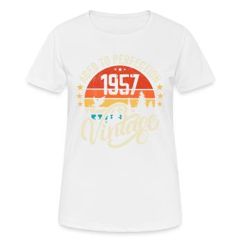 1957 Vintage - Geburtstagsgeschenk 1957 Retro 1957 - Frauen T-Shirt atmungsaktiv - Weiß - Vorne - AI Model Female 172 dark (172cm)