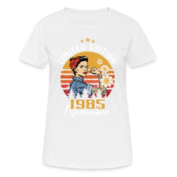 Novembre Millésime 1985 Né Anniversaire Femmes - T-shirt respirant Femme - blanc - Devant - AI Model Female 172 dark (172cm)