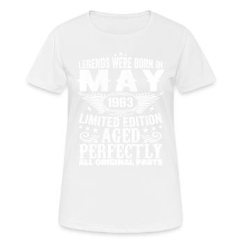 Mai 1963 Geburtstagsgeschenk Mai 1963 Mai - Frauen T-Shirt atmungsaktiv - Weiß - Vorne - AI Model Female 172 dark (172cm)