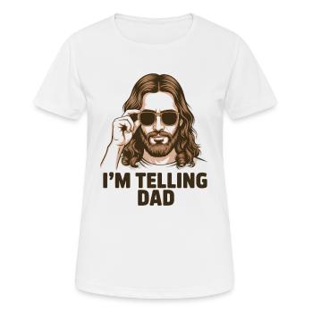 Je vais le dire à papa ! Drôle de parole de Jésus-Christ - T-shirt respirant Femme - blanc - Devant - AI Model Female 172 dark (172cm)