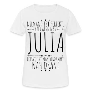 Julia perfekt - Frauen T-Shirt atmungsaktiv - Weiß - Vorne - AI Model Female 172 dark (172cm)
