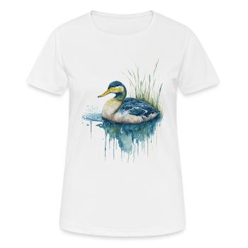 Canard aquarelle - T-shirt respirant Femme - blanc - Devant - AI Model Female 172 dark (172cm)