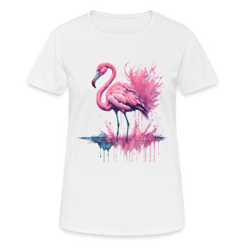 Vibrant Watercolor Flamingo Standing in a water - Women's Breathable T-Shirt - white - Front - AI Model Female 172 dark (172cm)