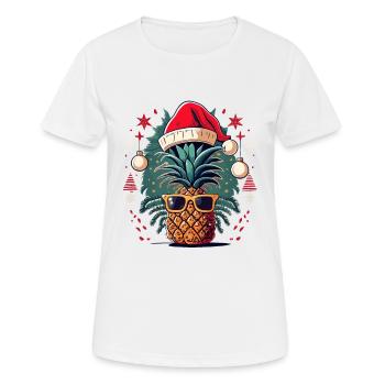 Ananas mit Sonnenbrille und Weihnachtsmütze Xmas - Frauen T-Shirt atmungsaktiv - Weiß - Vorne - AI Model Female 172 dark (172cm)