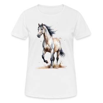 Aquarell Pferd fängt den Wind ein - Frauen T-Shirt atmungsaktiv - Weiß - Vorne - AI Model Female 172 dark (172cm)