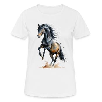 Majestueux étalon noir aquarelle - T-shirt respirant Femme - blanc - Devant - AI Model Female 172 dark (172cm)