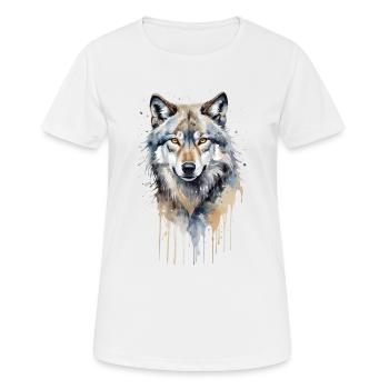 Majestätischer grauer Wolf Aquarell - Frauen T-Shirt atmungsaktiv - Weiß - Vorne - AI Model Female 172 dark (172cm)