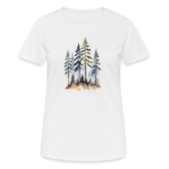 Teintes de la forêt : Pins aquarelle - T-shirt respirant Femme - blanc - Devant - AI Model Female 172 dark (172cm)