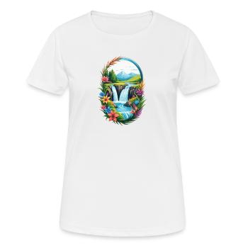 Cascade Floral Vista - T-shirt respirant Femme - blanc - Devant - AI Model Female 172 dark (172cm)