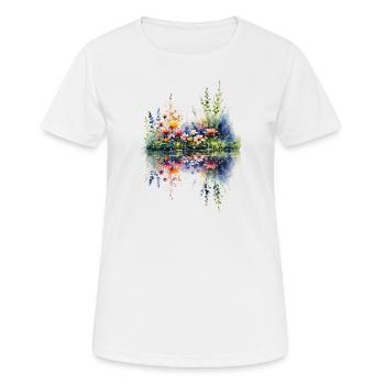 Watercolor Wildflower Reflection - Women's Breathable T-Shirt - white - Front - AI Model Female 172 dark (172cm)