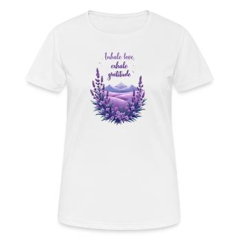 Lavender Gratitude Mountain - Women's Breathable T-Shirt - white - Front - AI Model Female 172 dark (172cm)