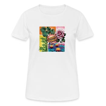 Flower-Power-Collage - Frauen T-Shirt atmungsaktiv - Weiß - Vorne - AI Model Female 172 dark (172cm)