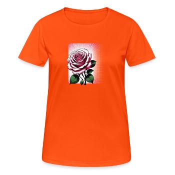 Radiating Rose Bloom - Women's Breathable T-Shirt - neon orange - Front - AI Model Female 172 dark (172cm)