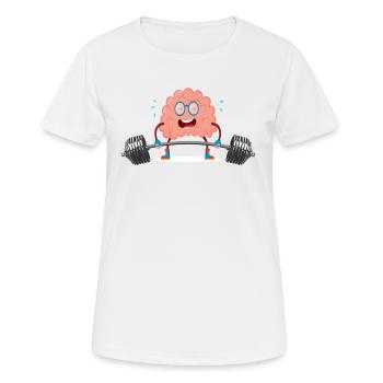 Lustiges Fitness Krafttraining Gehirn Geschenkidee - Frauen T-Shirt atmungsaktiv - Weiß - Vorne - AI Model Female 172 dark (172cm)