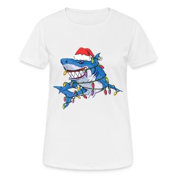 Santa Shark Christmas Lights - T-shirt respirant Femme - blanc - Devant - AI Model Female 172 dark (172cm)