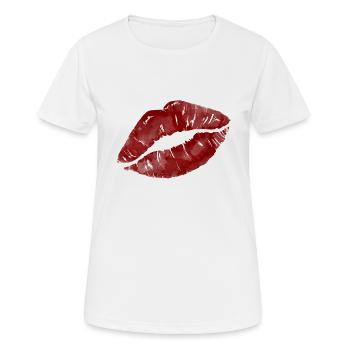 Baiser la bouche rouge comme une fête des mères, cadeau d'anniversaire - T-shirt respirant Femme - blanc - Devant - AI Model Female 172 dark (172cm)