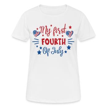 My First Fourth of July Independence Day Amerika - Frauen T-Shirt atmungsaktiv - Weiß - Vorne - AI Model Female 172 dark (172cm)