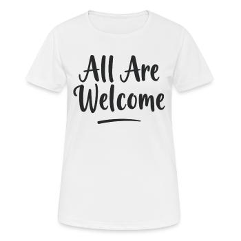 Tous sont les bienvenus - T-shirt respirant Femme - blanc - Devant - AI Model Female 172 dark (172cm)