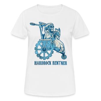 Heavymetal, Hardrock Rentner, Rock Musik, Skelett - Frauen T-Shirt atmungsaktiv - Weiß - Vorne - AI Model Female 172 dark (172cm)
